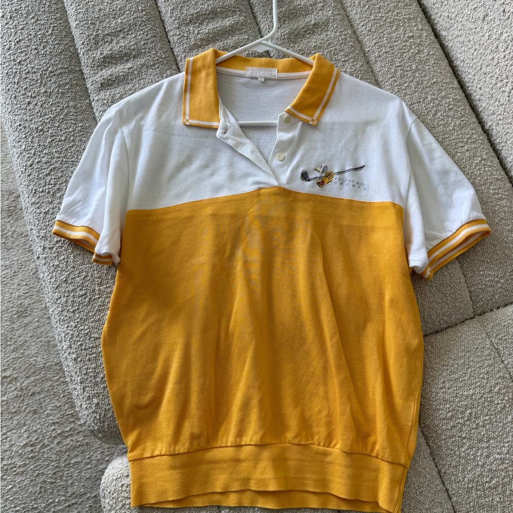 Vintage Balenciaga Yellow and White Polo Shirt